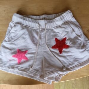 Lou & Grey White Terry Shorts with Pink and Red Stars